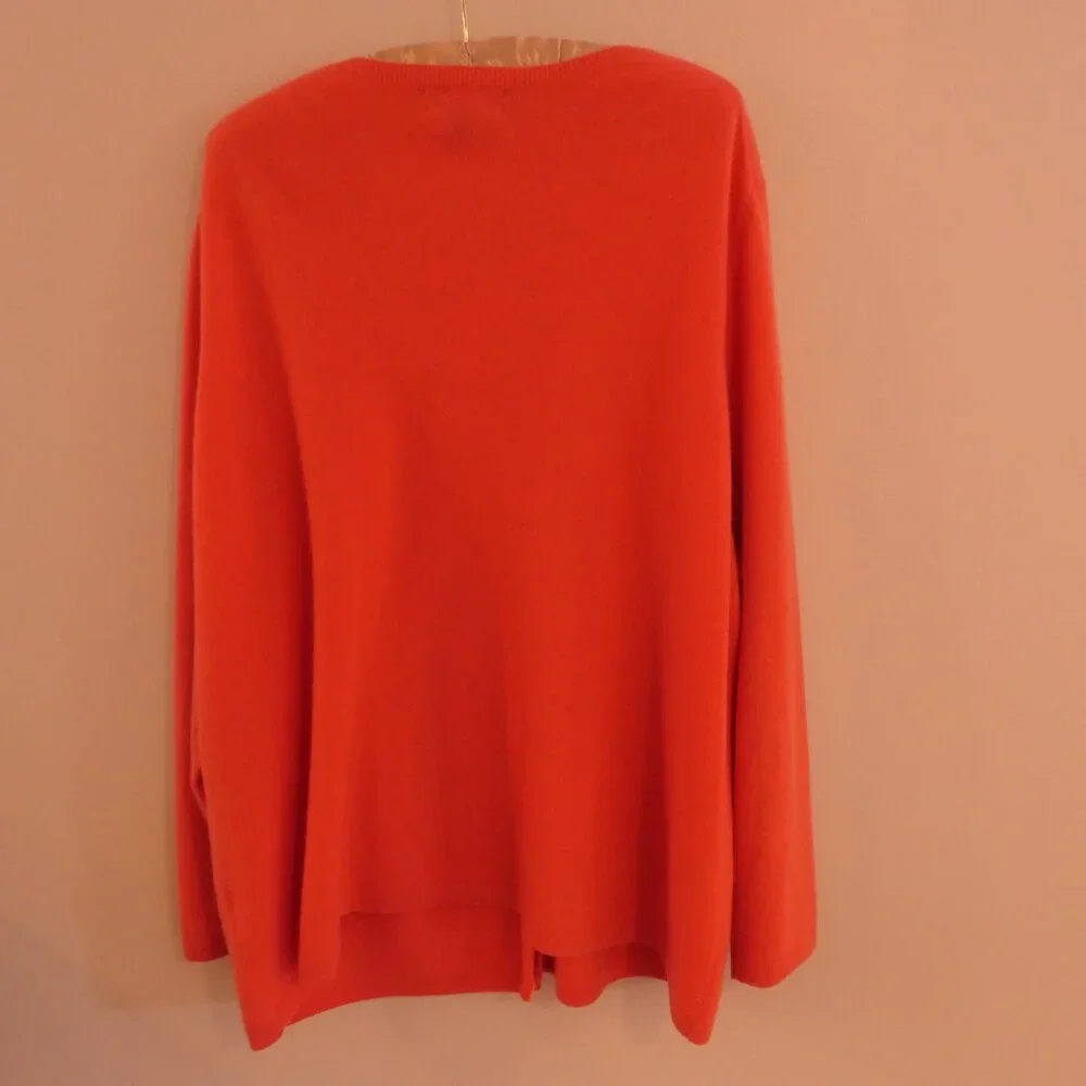Lands’ End 100% Cashmere Cardigan Sweater Coral Plus Size 2X - Picture 3 of 11
